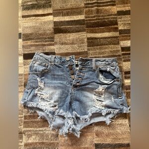 Refuge Blue Distressed Jean Shorts